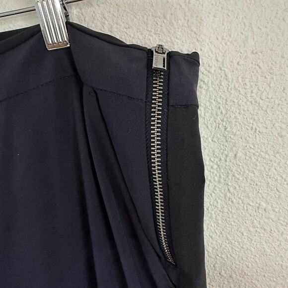 Athleta Gramercy Wide Leg Track Pants Blue Black Trim Size 12 Button Trouser - Picture 4 of 11